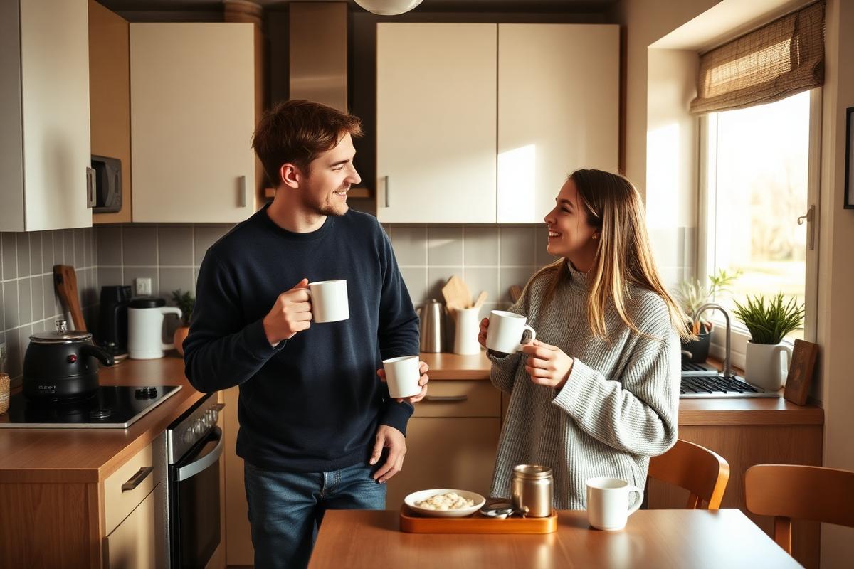 Twee huisgenoten in een gedeelde keuken